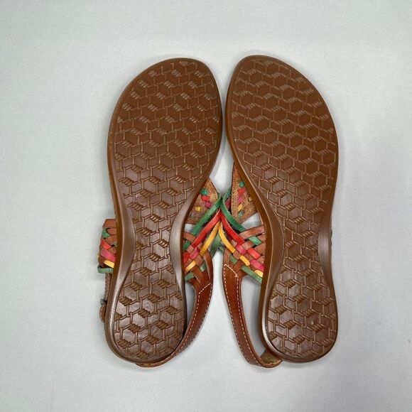 Raramuri Women's Size 9 Brown Colorful Leather Thong Sandals - Picture 8 of 10
